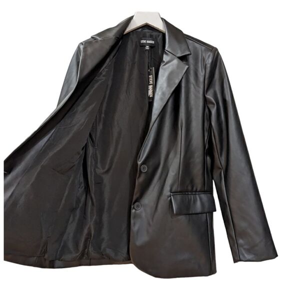 Steve Madden Women's Faux Leather Two Button Blazer Jacket Size M NWT - Picture 4 of 9